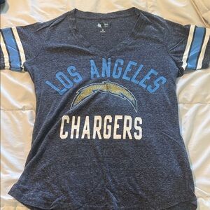 NFL Los Angeles Chargers Navy and Light Blue V-Neck Tee